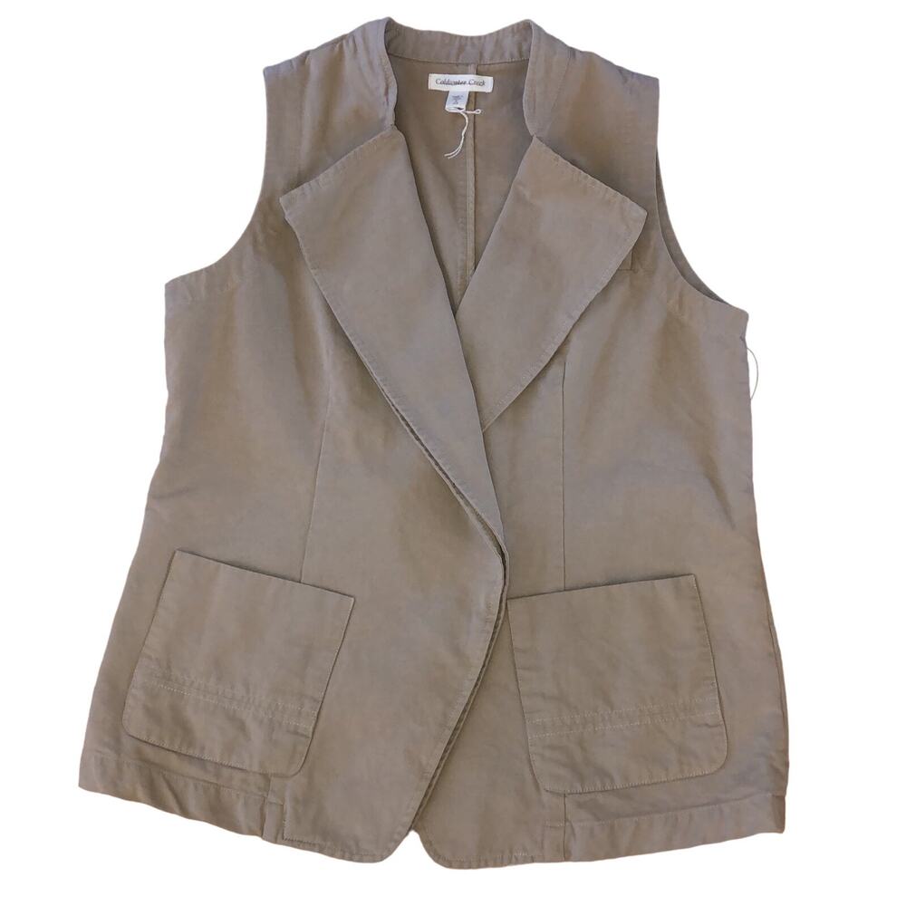 A symmetrical vest with button closing by Coldwater Creek cotton vest size small